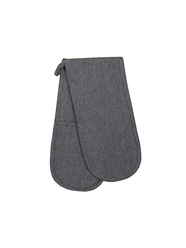 Revana Chambray Black Double Oven Glove