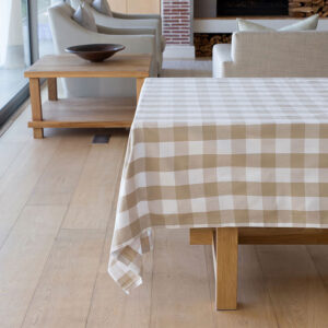 Revana Check Stone Tablecloth