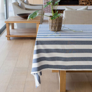 Revana Stripe Navy Tablecloth