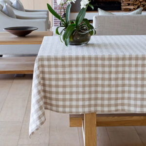 Oxford Check Beige Tablelinen