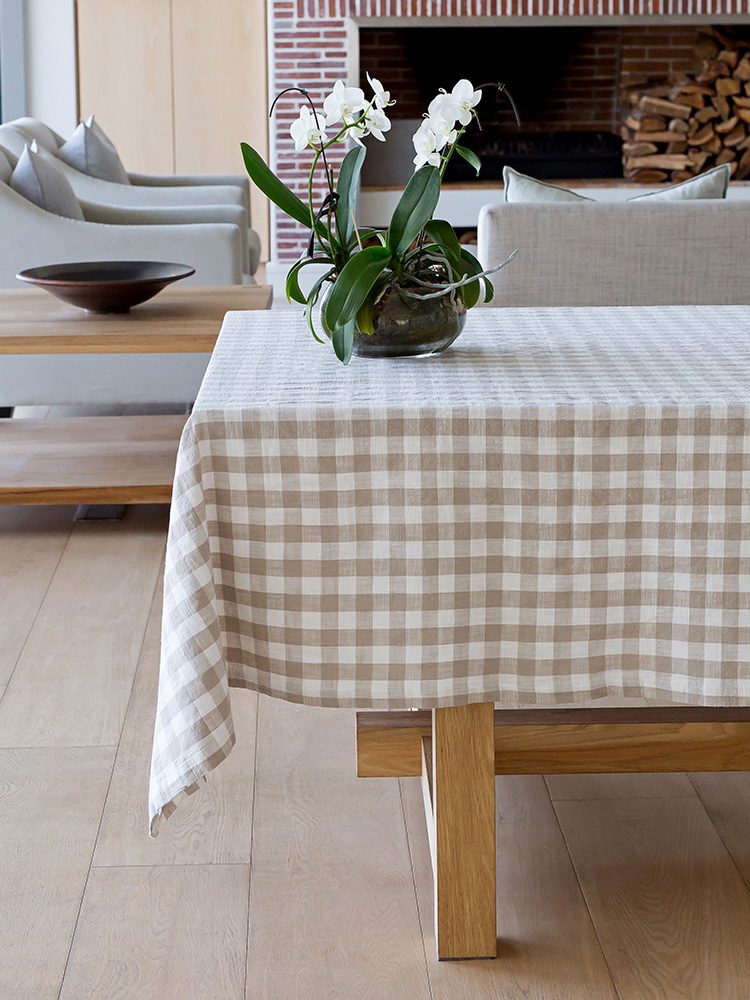 Oxford Check Beige Tablelinen