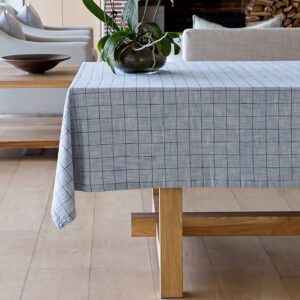 Oxford Grid Light Blue Tablelinen