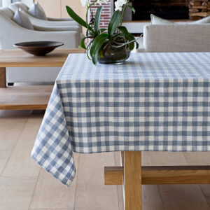 Oxford Check Light Blue Tablelinen