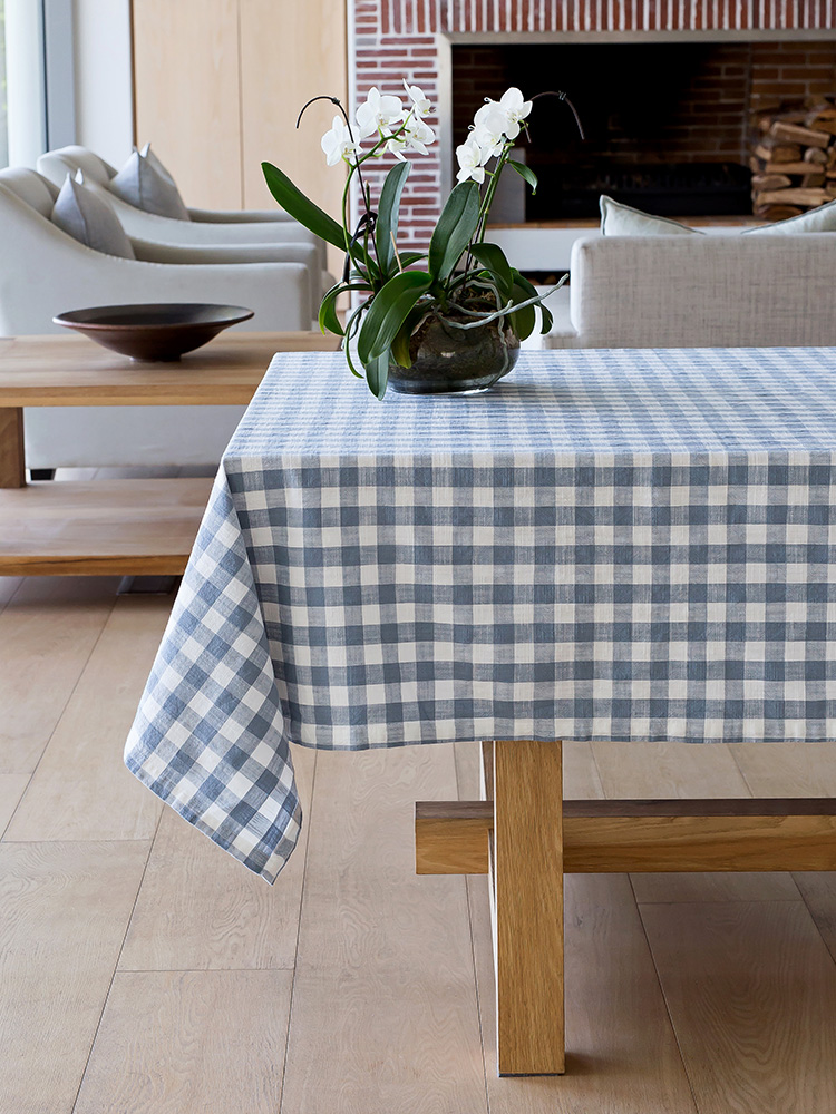 Oxford Check Light Blue Tablelinen