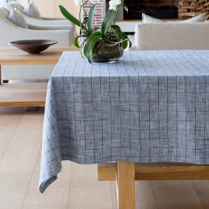 Oxford Grid Navy Tablelinen